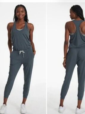 Vuori Slate blue green gray Racerback Jumpsuit